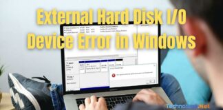 External Hard Disk IO Device Error in Windows