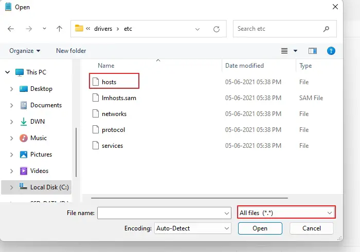 Find Hosts File Manually From File Explorer