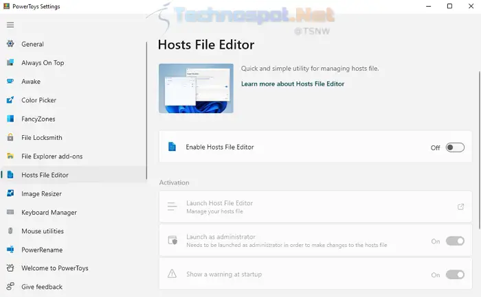 Hosts File Editor Power Toys