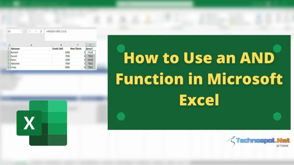How to Use an AND Function in Microsoft Excel