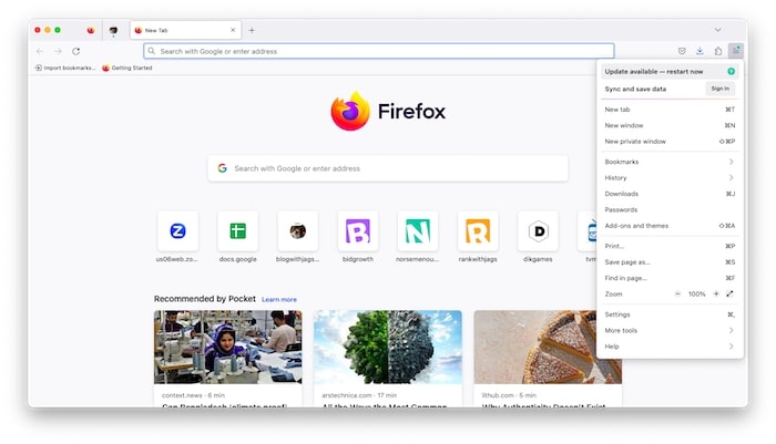 Open Firefox and Tap Tri-Icon