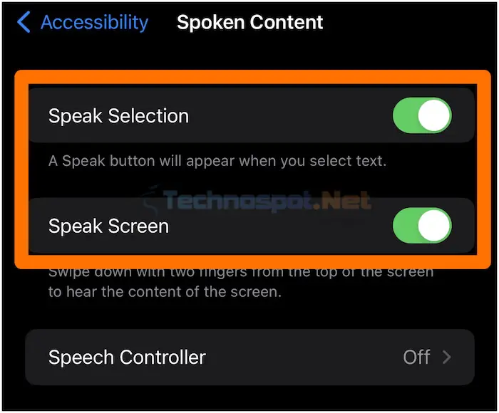 Speak Selection and Speak Screen in iPhone