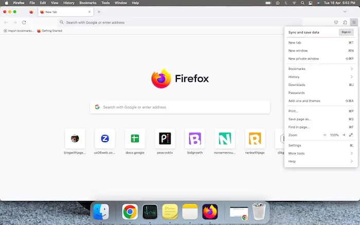 Tap on Sign-in Button on Firefox