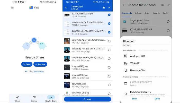 Transfer Files from Android to PC using Nearby Share via Files by Google app 