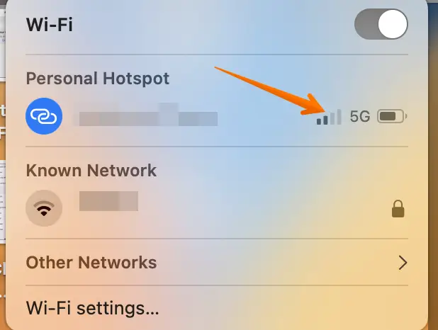Connect with iPhone Hotspot on Mac
