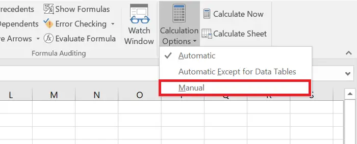 Excel Calculation Options