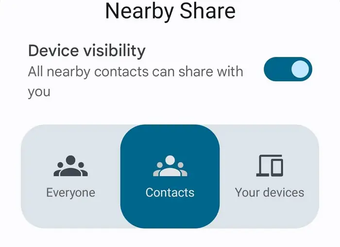 Nearby Share Android Device Visibility