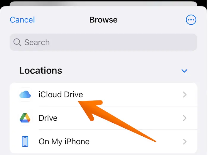 Save Files in iCloud Drive in Files App in iPhone