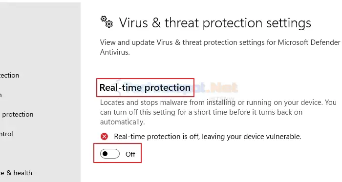 Turn Off Real-time Protection
