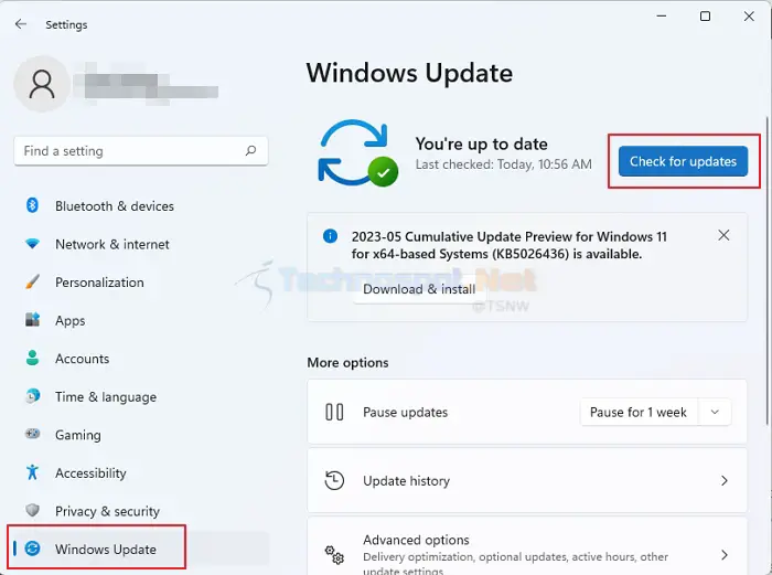 Check For Windows Updates From Settings