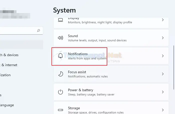 Choose the Notifications Option From Windows Settings
