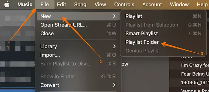 Create Playlist Folder in Mac Music App