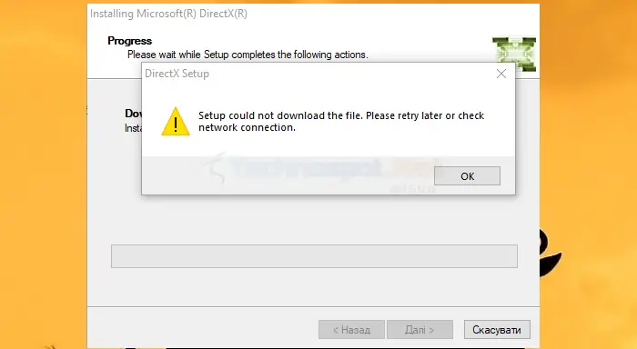 DirectX Setup Could Not Download The File