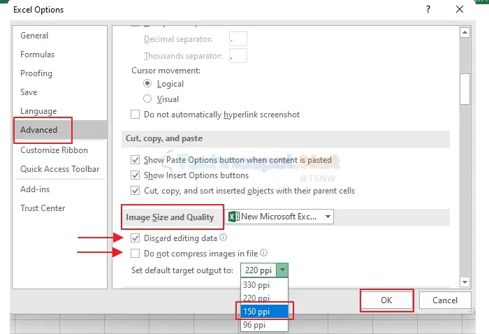 Make Changes in Image Size and Quality im Excel