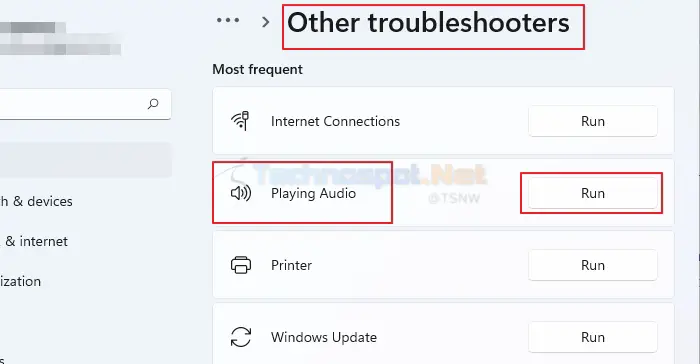 Run the Playing Audio Troubleshooter