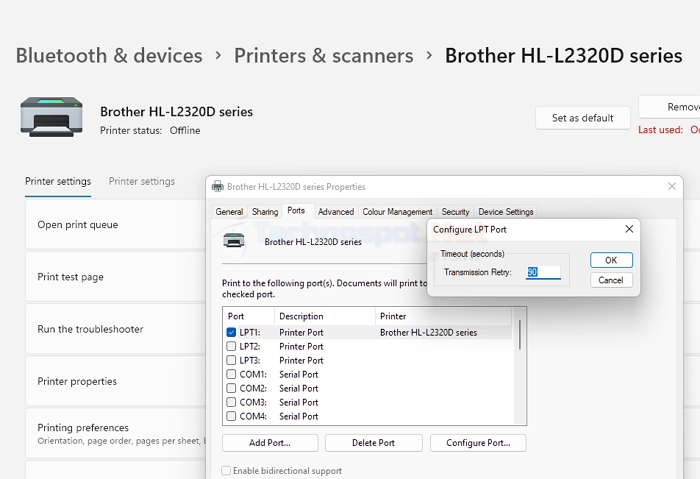 Windows Printer Port IP Address