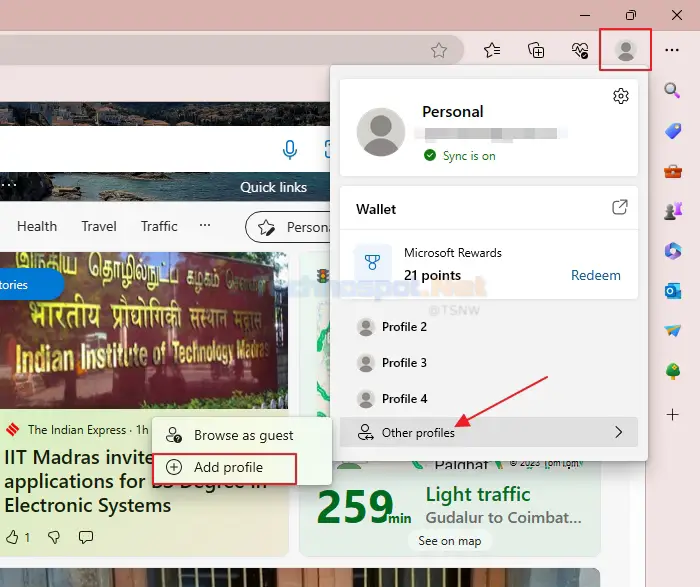 Add a New Profile on Edge Browser