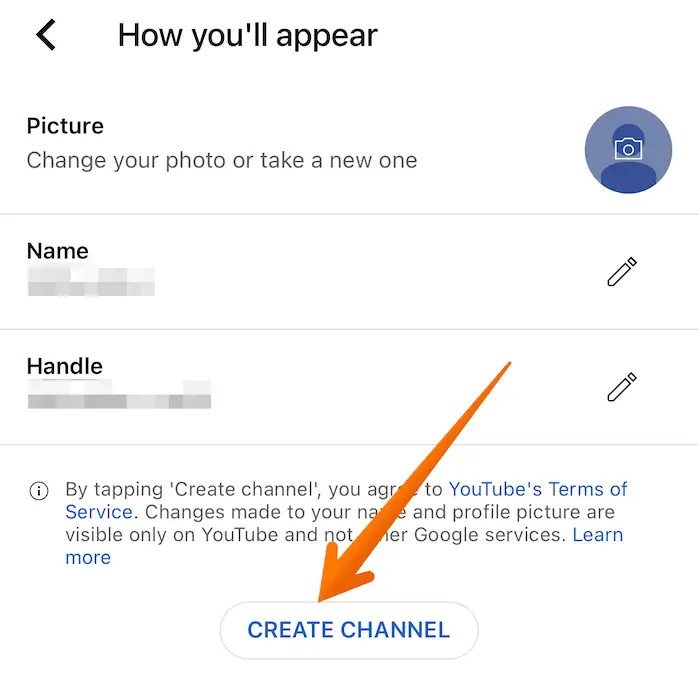 Create YouTube Channel on Mobile