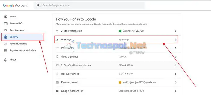 Enabling Google Passkey For A Google Account