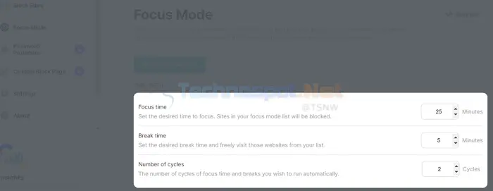 Focus Mode on BlockSite