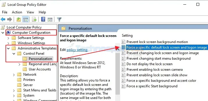 Set Lock Screen Image Using Group Policy
