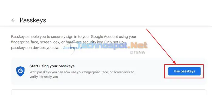 Start using Google passkeys on a Google account