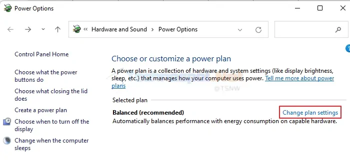 Change Plan Settings From Power Options
