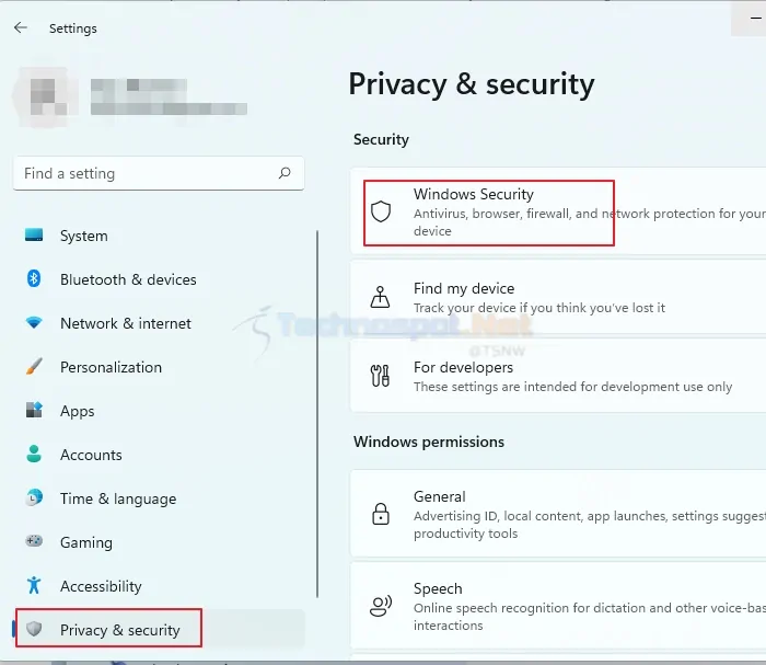 Choose Windows Security From Settings
