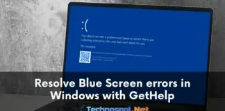 Resolve Blue Screen errors in Windows with GetHelp