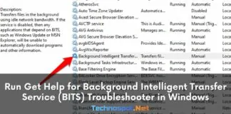 Run Get Help for Background Intelligent Transfer Service (BITS) Troubleshooter in Windows