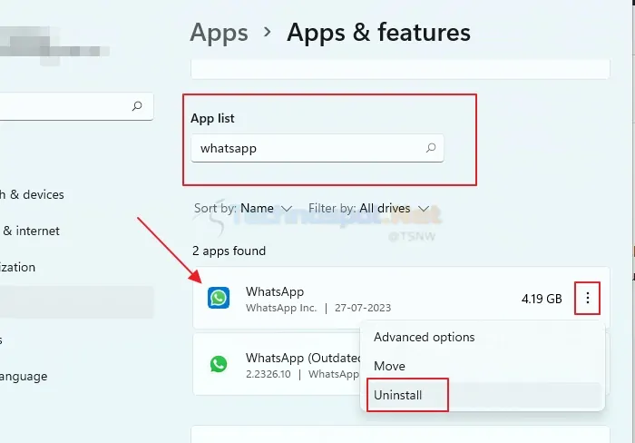 Uninstall WhatsApp From Your PC
