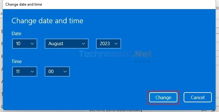 Change Date and Time Manually