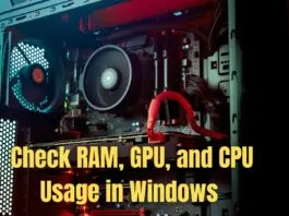 Check RAM GPU CPU Usage in Windows
