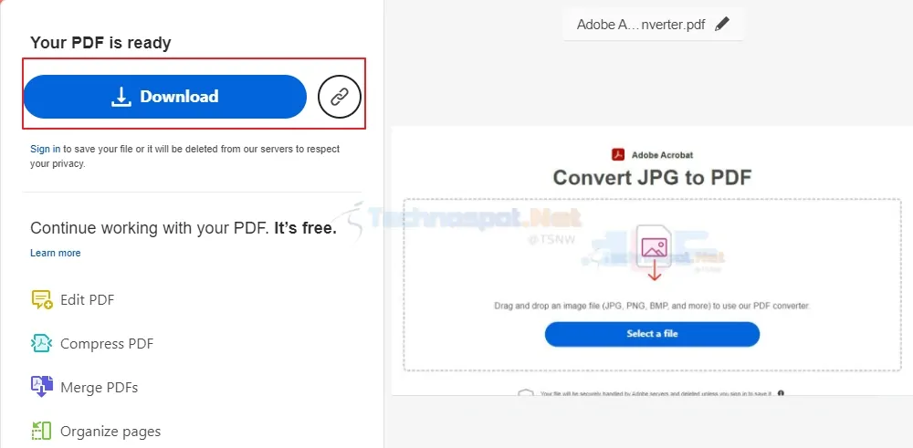 Download the Converted PDF From Adobe
