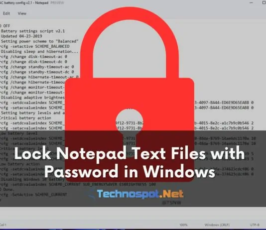 Lock Notepad Text Files with Password in Windows