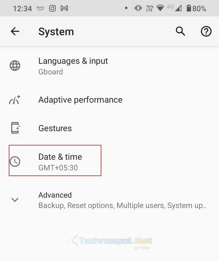Open Date and Time From Android's System Settings