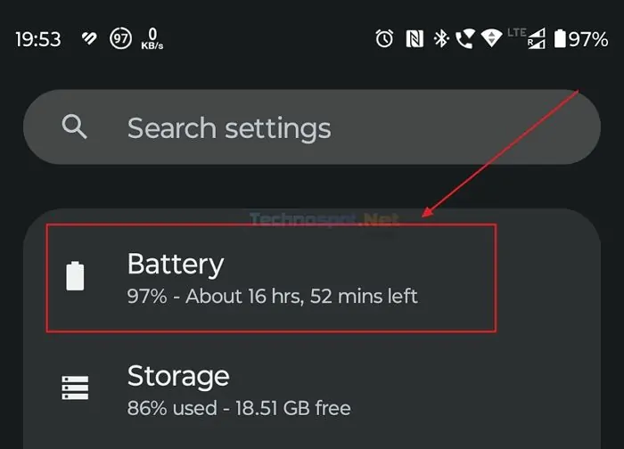 Opening Battery Settings In Android
