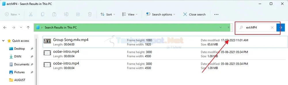 Find Videos via File Format in File Explorer