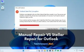 Manual Repair VS Stellar Repair for Outlook