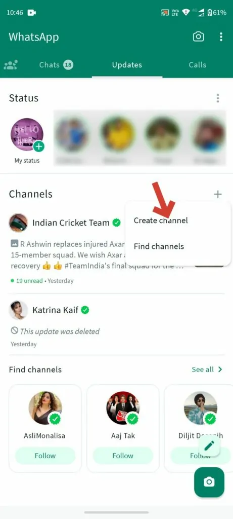 set up a whatapp channel
