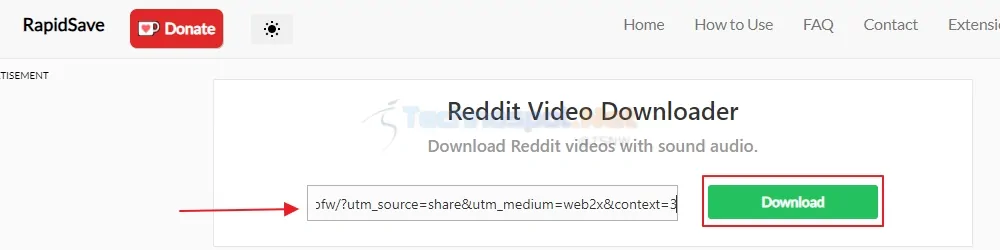 Paste Reddit Video Link on RapidSave