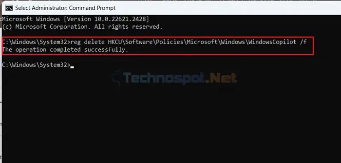 Reenable Copilot AI In Windows using Command Prompt