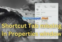 Shortcut Tab missing in Properties window