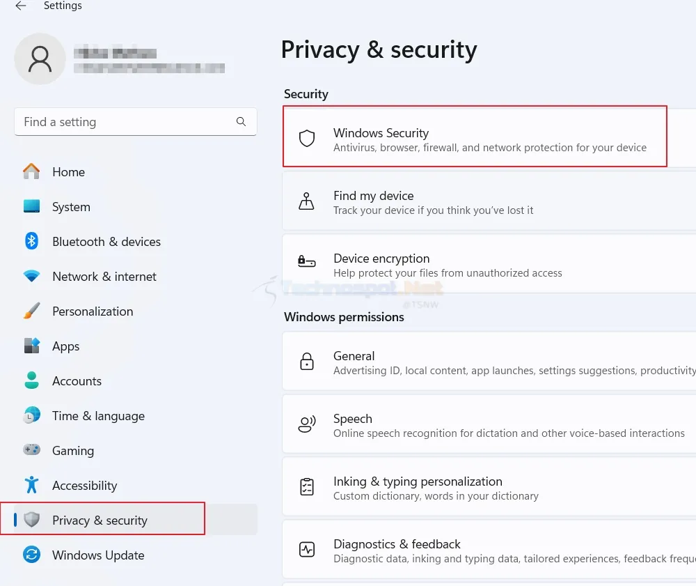 Choose Windows Security From Settings