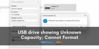 USB drive showing Unknown Capacity; Cannot Format