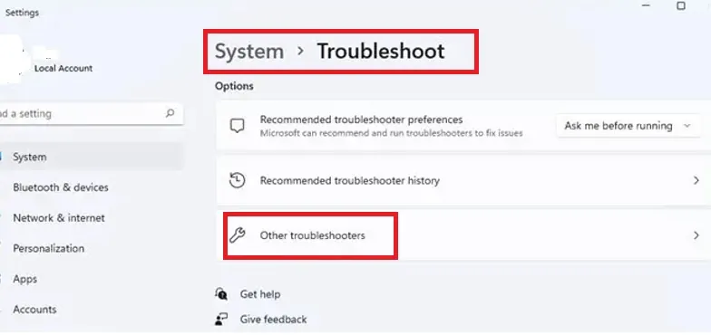 win other troubleshooting options