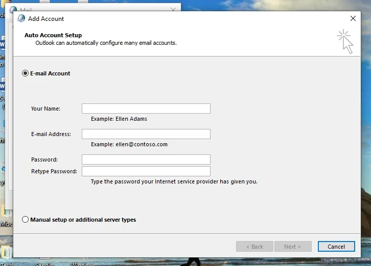 outlook mail account setup