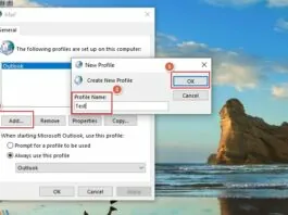 outlook new profile addition