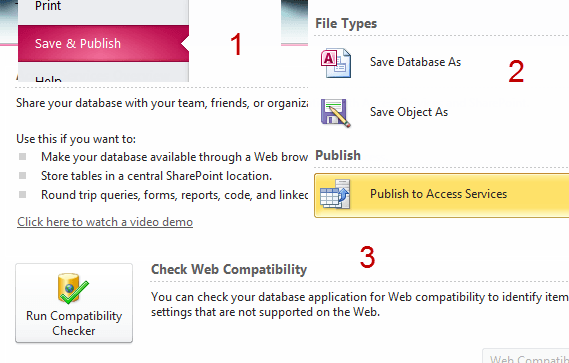 Access Check database Web Compatibility