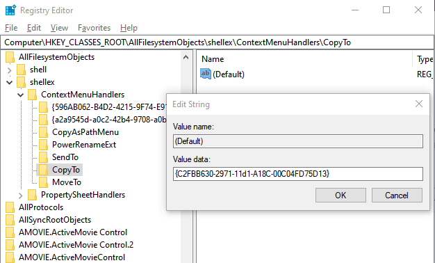 Add Copy to Right Click Windows 10